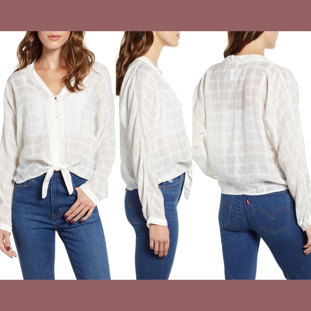 NEW Rails Sloane‎ Tonal Plaid Long Sleeve Blouse [SZ Large ]